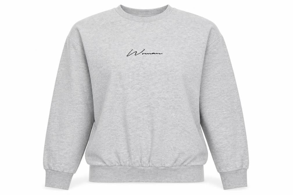 Boohoo Womens Grey Sweatshirt UK 8 Crew Neck Long Sleeve Logo