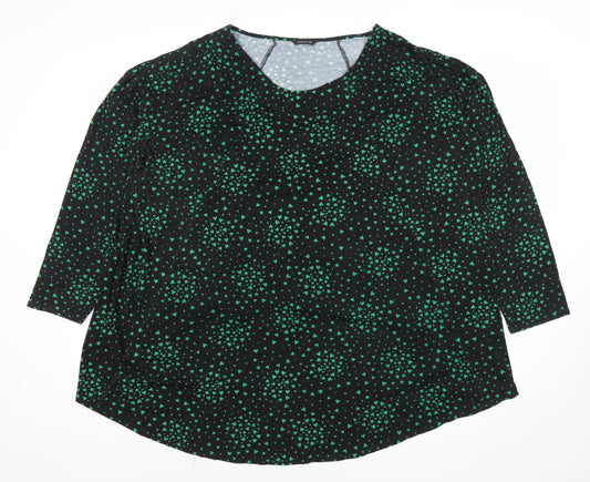 Roman Women’s Black Green Print Tunic Blouse Size 20