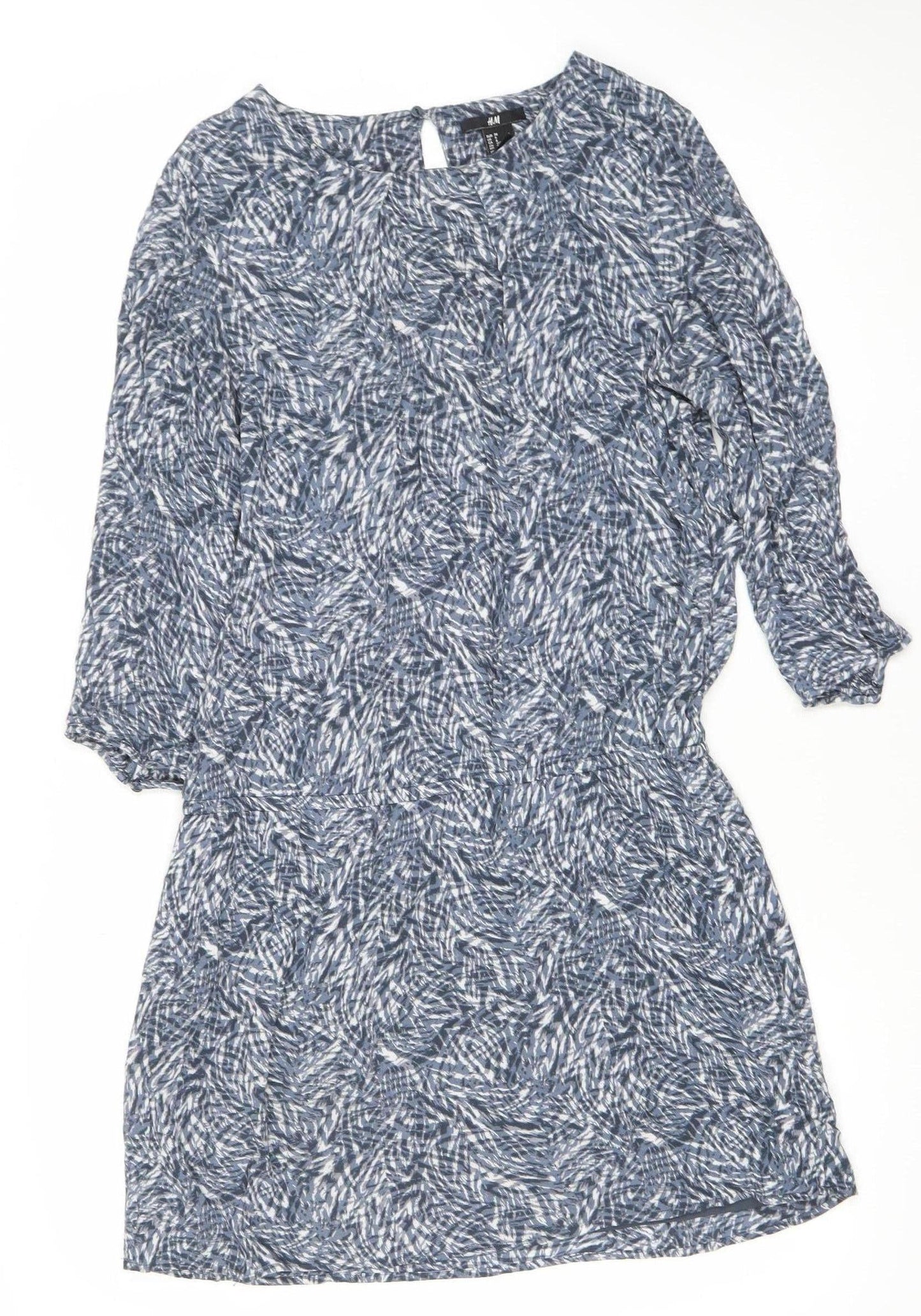 H&M Women’s Blue Abstract Shift Dress Size 10 Knee Length