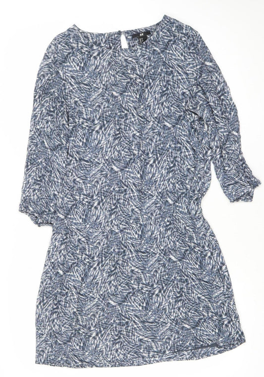 H&M Women’s Blue Abstract Shift Dress Size 10 Knee Length