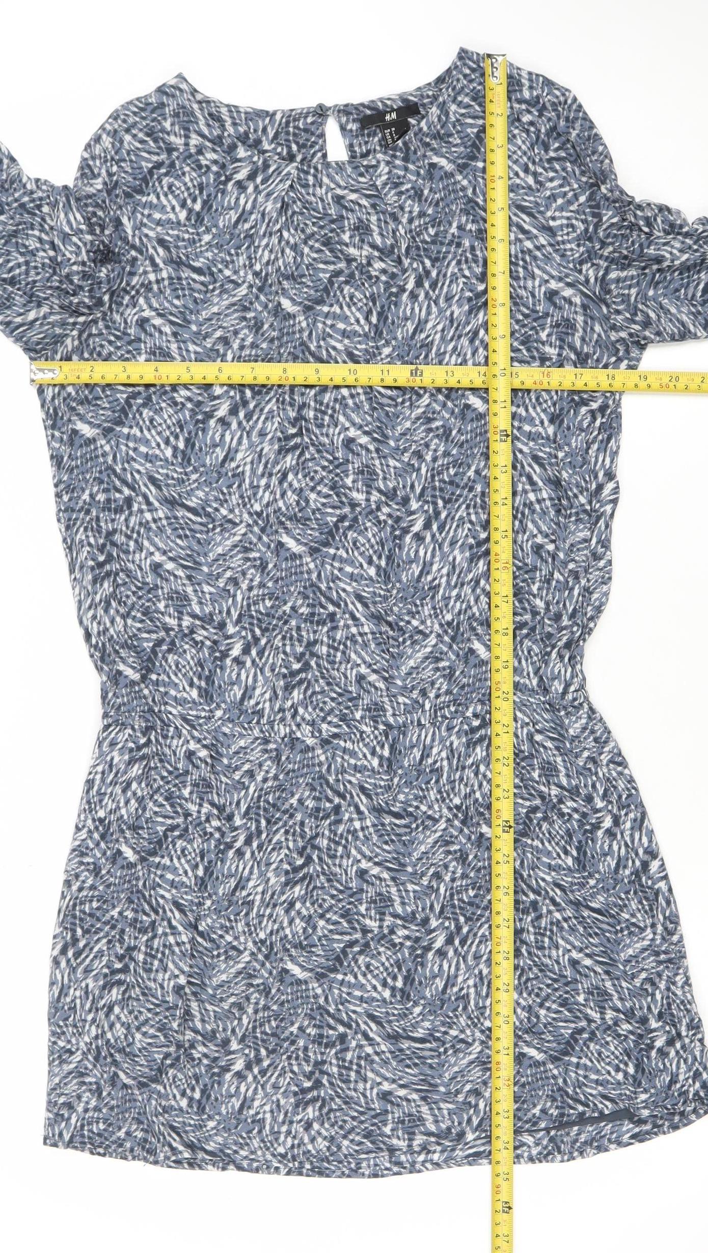 H&M Women’s Blue Abstract Shift Dress Size 10 Knee Length