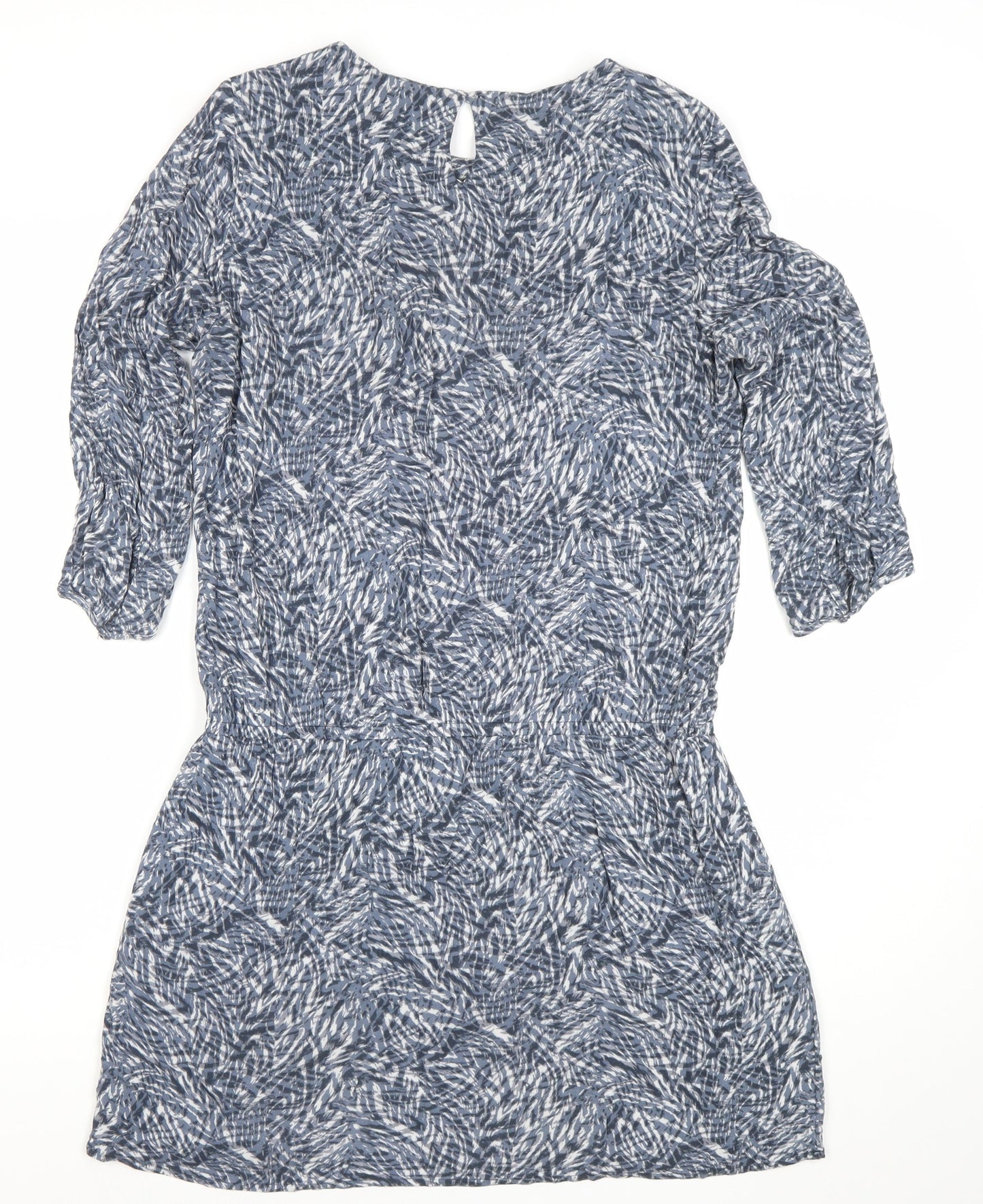 H&M Women’s Blue Abstract Shift Dress Size 10 Knee Length