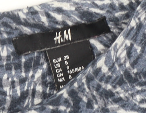 H&M Women’s Blue Abstract Shift Dress Size 10 Knee Length