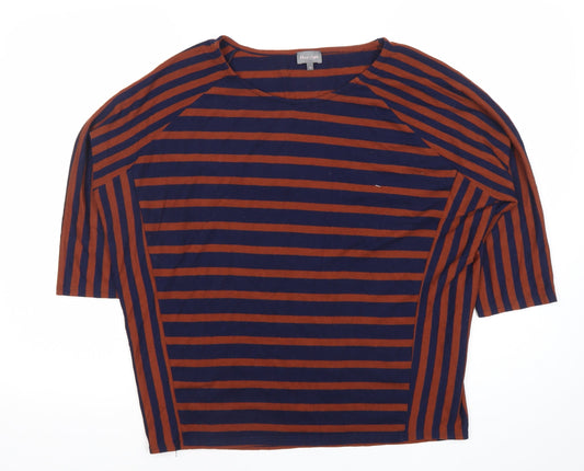 Phase Eight Womens Blue Brown Striped Jersey T-Shirt Size 14