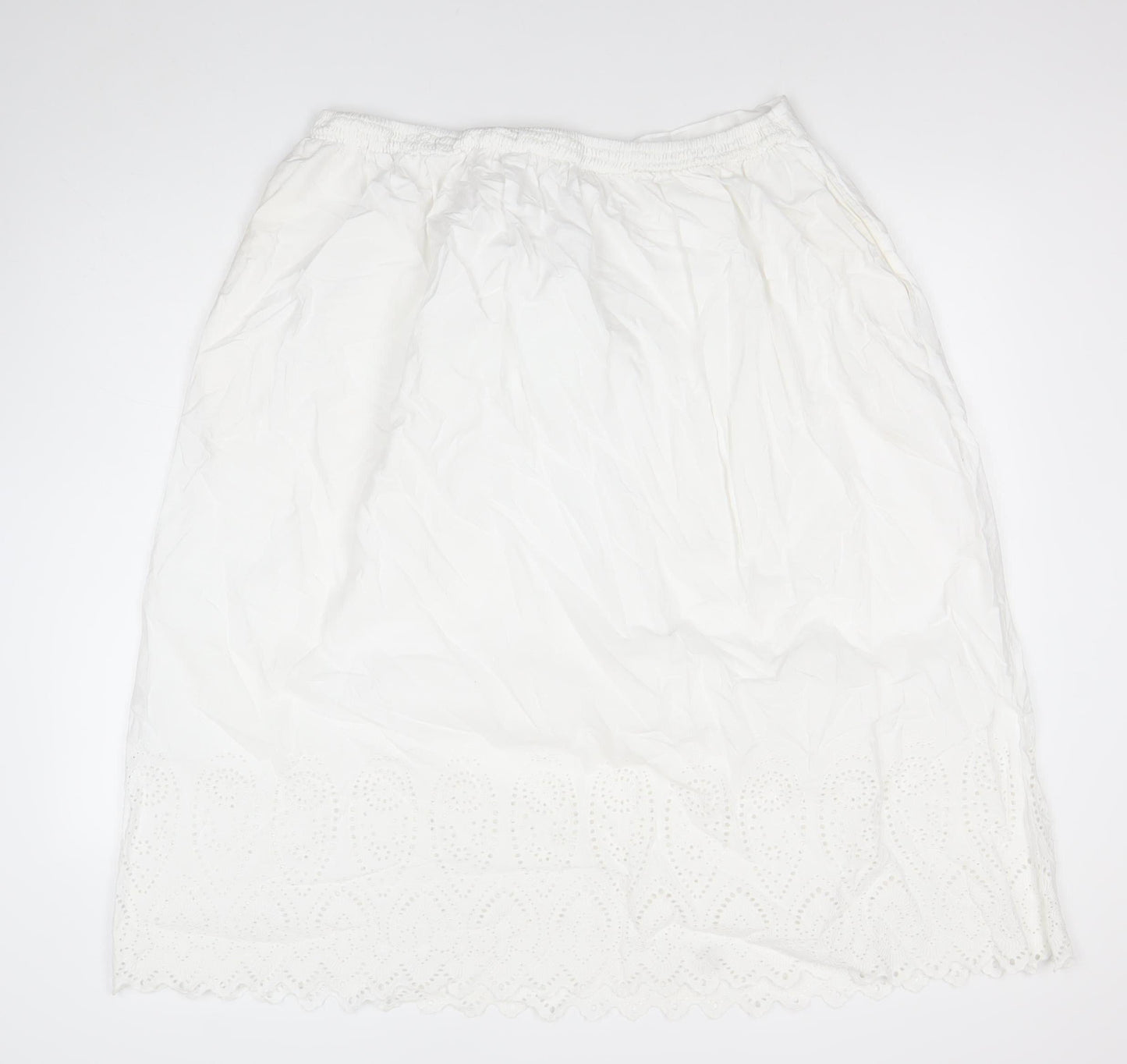 Finery Women’s White Lace Embroidered Midi A-Line Skirt Size M