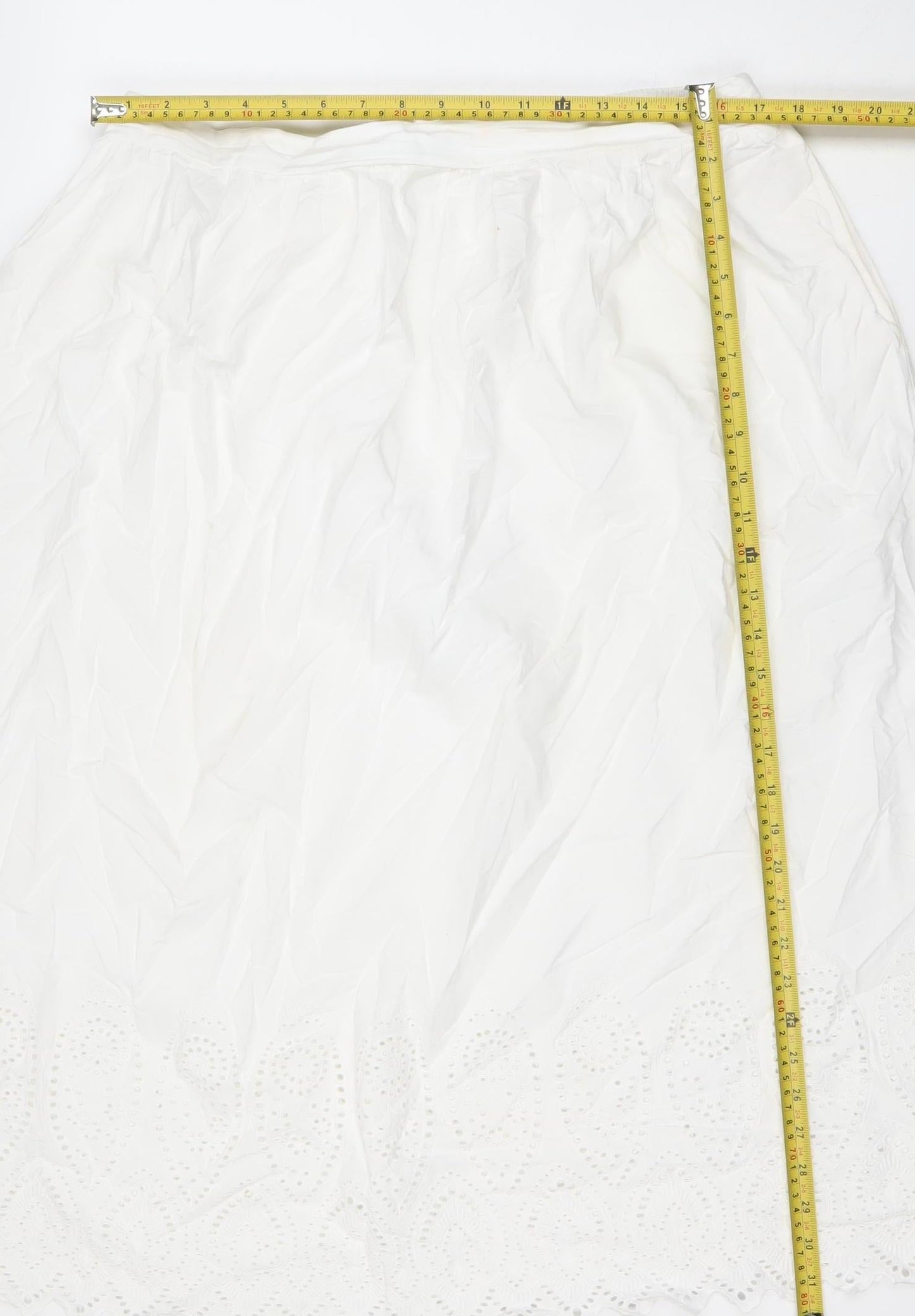 Finery Women’s White Lace Embroidered Midi A-Line Skirt Size M