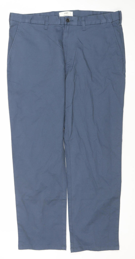 Marks and Spencer Mens Blue 29in Waist Chino Trousers
