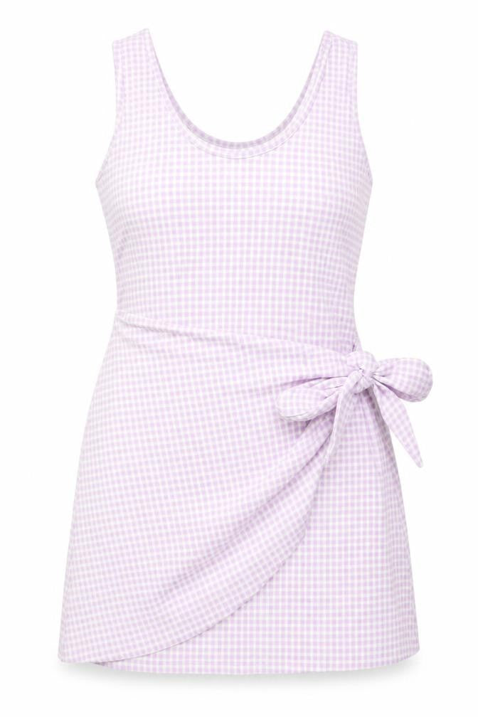 Very Women’s Pink Check Tank Dress Size 16 Scoop Neck Sleeveless