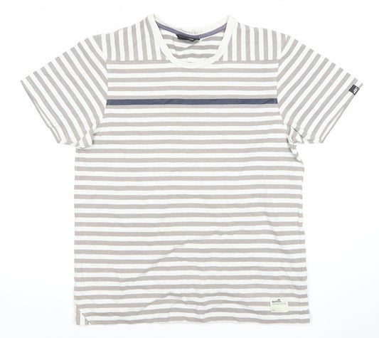 Boxfresh Men's Grey Striped Cotton Crew Neck T-Shirt Size M