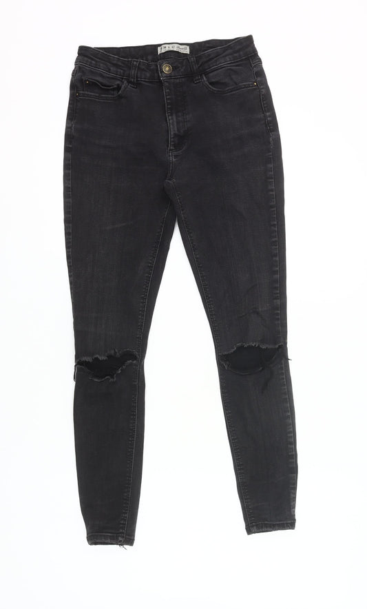 Denim Co. Womens Black Skinny Jeans Size 10 Distressed Slim Fit