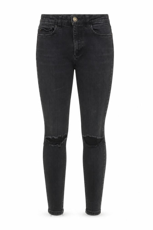 Denim Co. Womens Black Skinny Jeans Size 10 Distressed Slim Fit