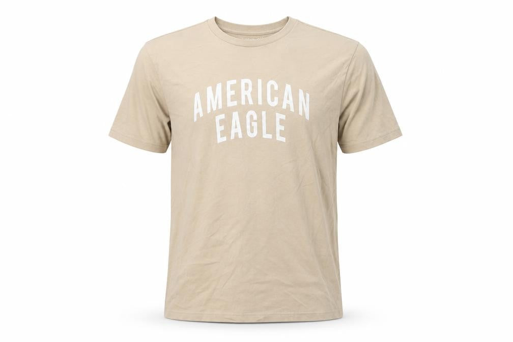 American Eagle Men’s Beige M Crew Neck Graphic T-Shirt Classic Fit