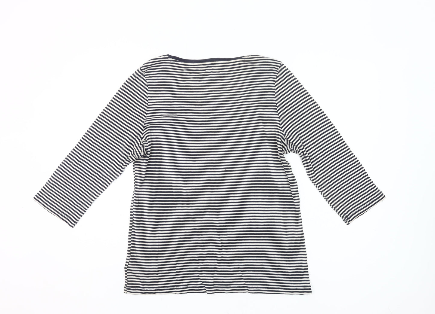 Gap Women’s Black White Striped Scoop Neck 3/4 Sleeve Cotton T-Shirt XL