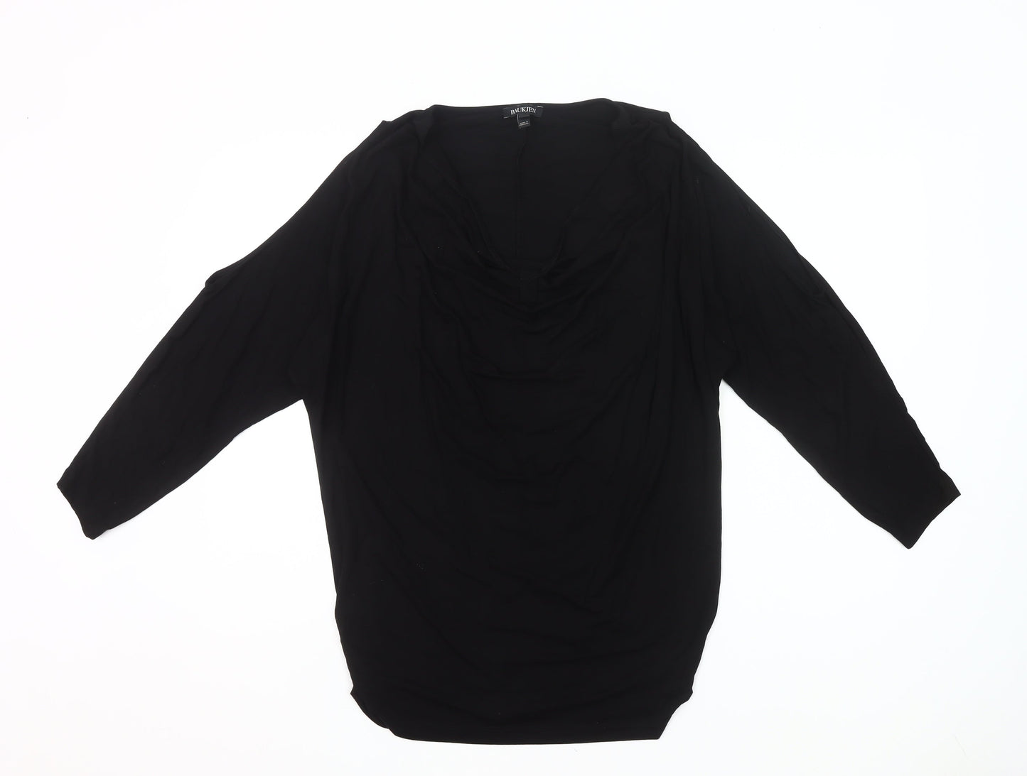 Baukjen Womens Black Tunic Blouse Size M Cowl Neck 3/4 Sleeve Viscose