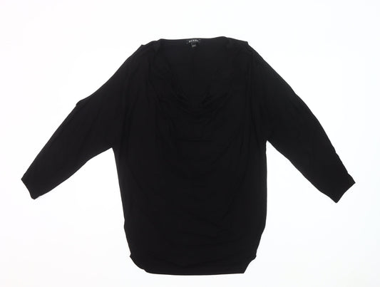 Baukjen Womens Black Tunic Blouse Size M Cowl Neck 3/4 Sleeve Viscose