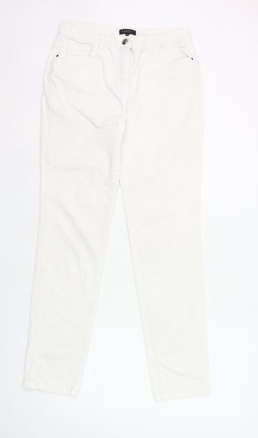 Caroll Womens White Corduroy Chino Trousers Size 12 Straight Fit