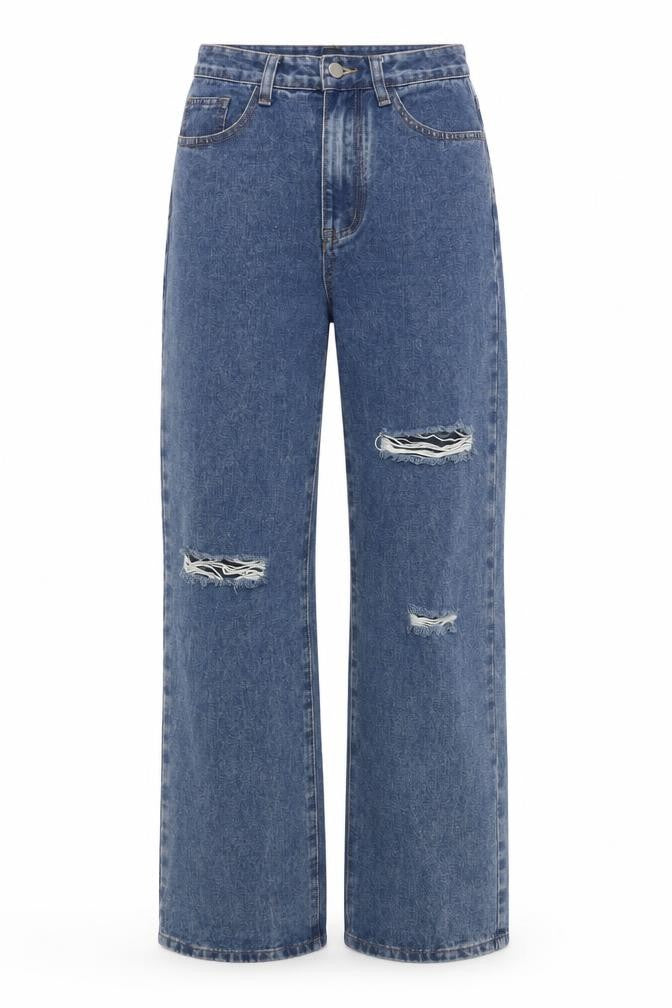 Cider Womens Blue XS High Rise Distressed Straight Jeans