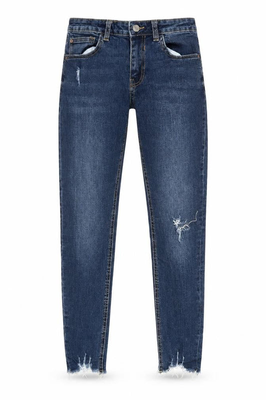 Denim Co. Womens Blue Size 12 Skinny Distressed Jeans