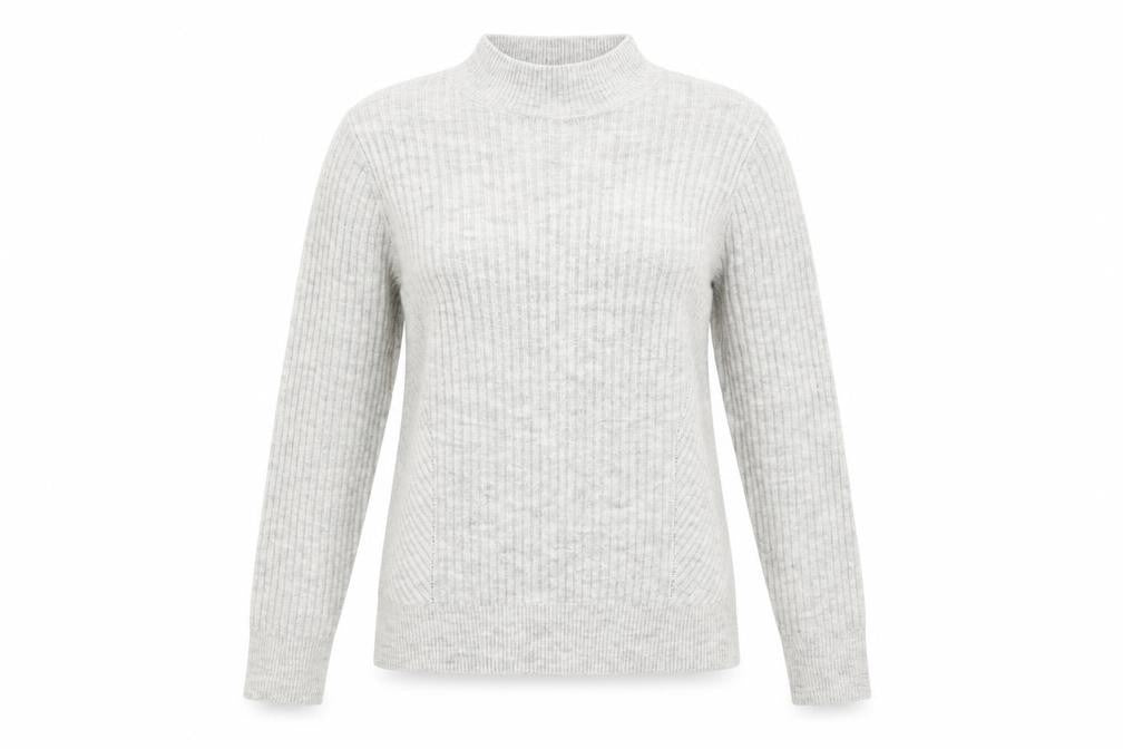 Mauvette Women’s Grey Mock Neck Pullover Jumper Size 12 Wool Blend