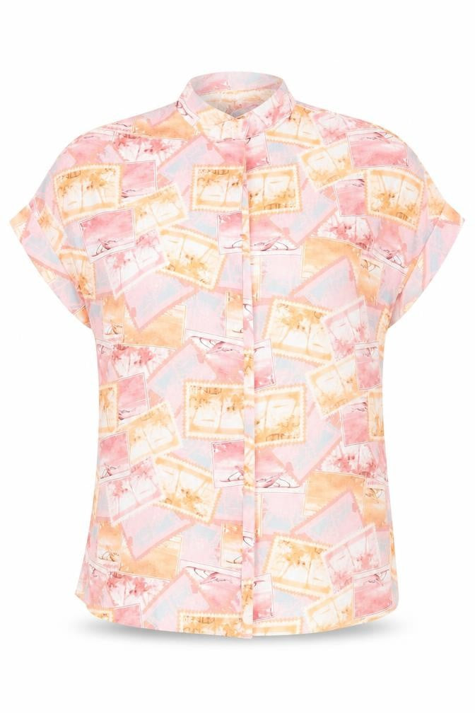 ASOS DESIGN Women’s Multicoloured Holiday Print Button-Up Shirt UK 12
