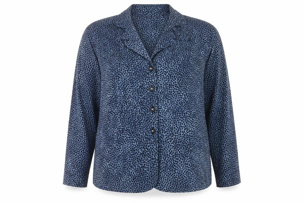 Kerena Women’s Blue Animal Print Blouse Size 18 Long Sleeve Button Up