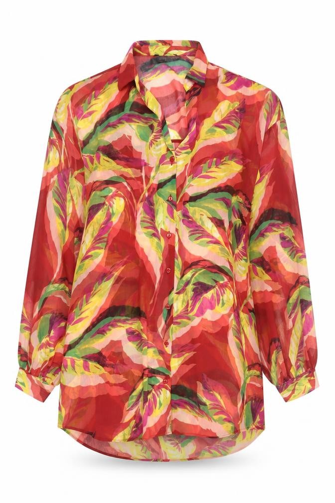 Matalan Womens Multicoloured Size 14 Tropical Chiffon Button-Up Tunic Shirt
