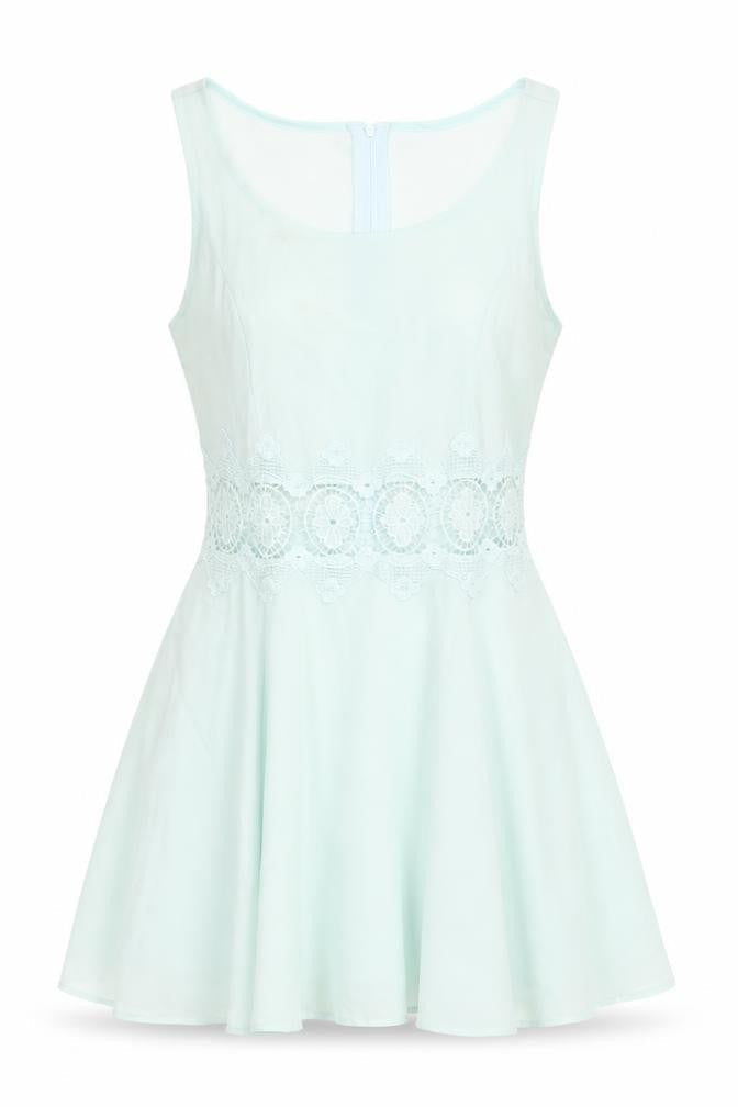 H&M Divided Women’s Blue Size 10 A-Line Lace Detail Short Dress