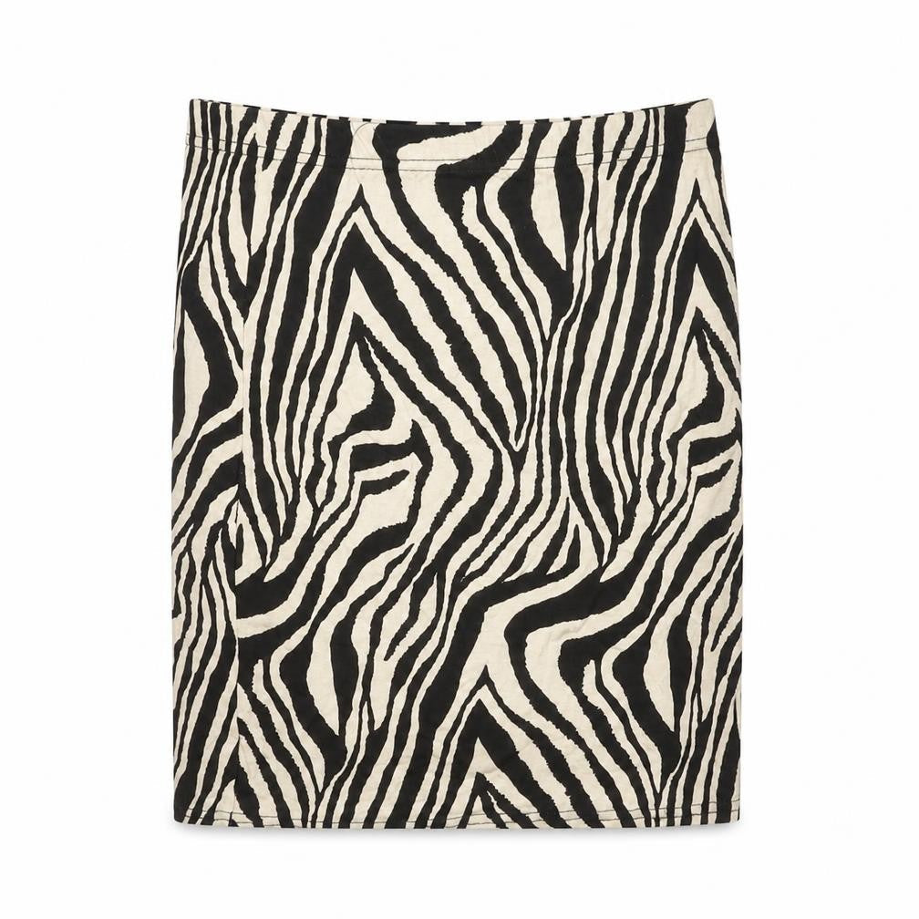 PRETTYLITTLETHING Women’s Black Beige Animal Print Pencil Skirt UK 10