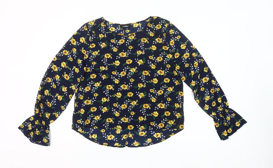 Miss Valley Women’s Blue Floral Blouse Size 12 Long Sleeve Tunic