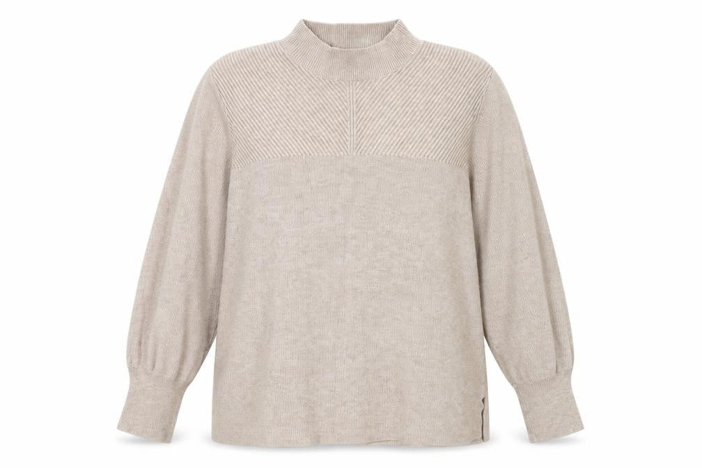 Marks & Spencer Womens Beige XL Mock Neck Knit Jumper