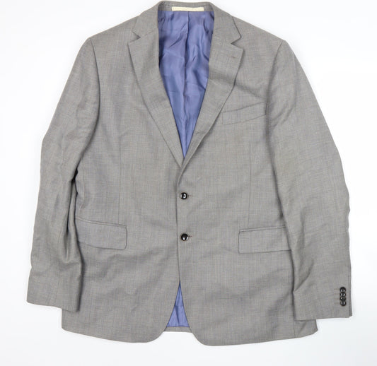 Marks and Spencer Mens Grey Wool Blend Suit Jacket 44 Long