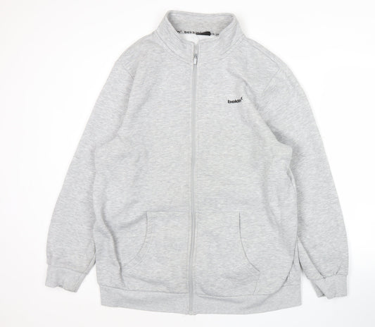 Bekkin Men's Grey 2XL Track Jacket Full Zip Regular Fit