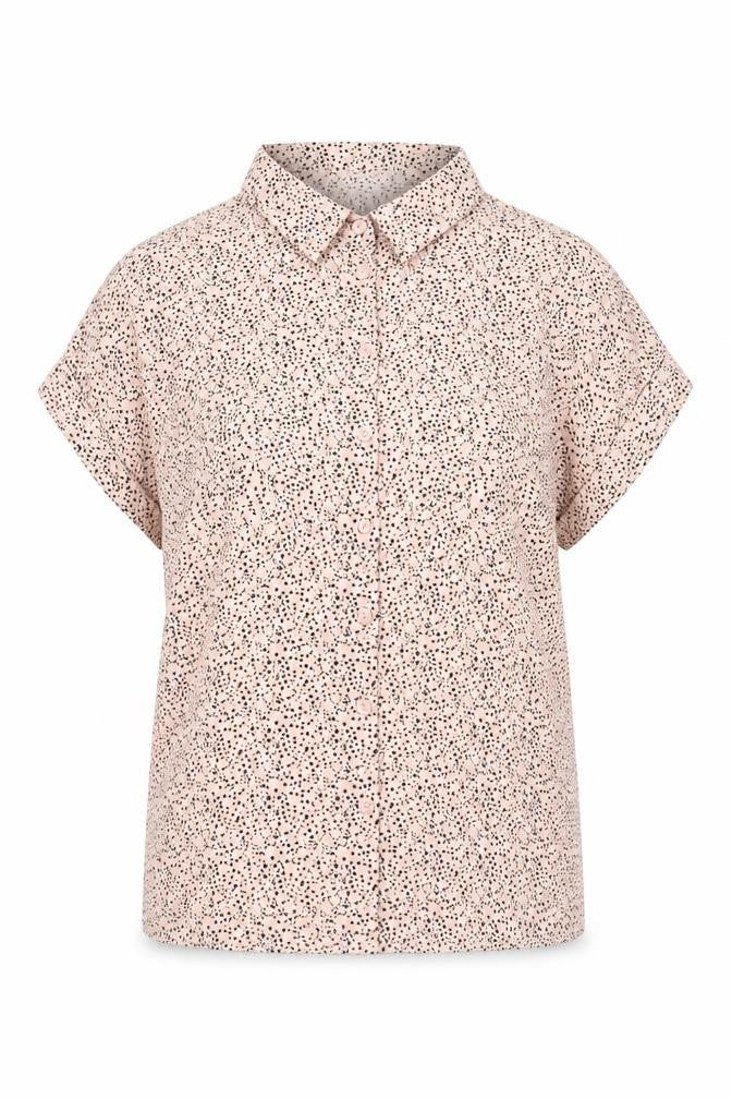 RESERVED Womens Pink Polka Dot Button-Up Shirt UK 6 Short Sleeve