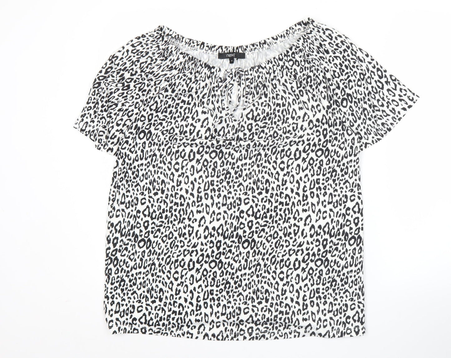 Next Women's Leopard Print Blouse Tunic Top Size 12 Short Sleeve