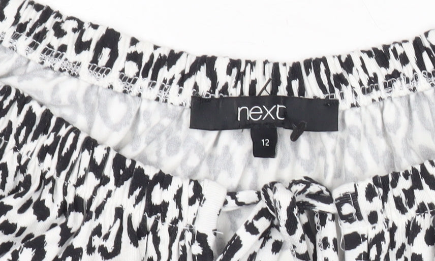 Next Women's Leopard Print Blouse Tunic Top Size 12 Short Sleeve