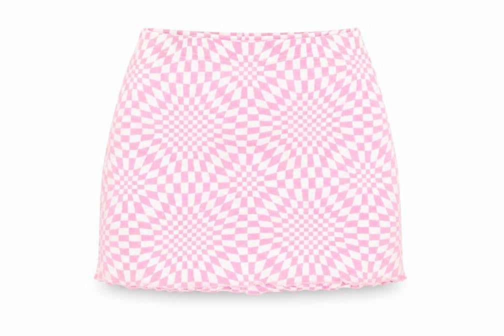 PRETTYLITTLETHING Women’s Pink Geometric Mini Skirt Size 8