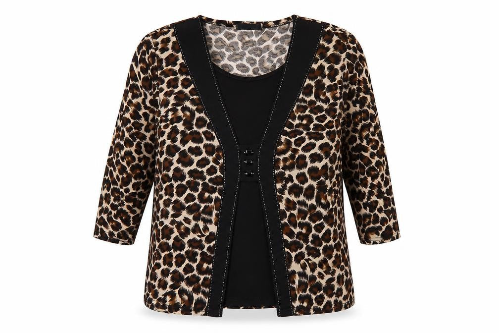 Envy Womens Leopard Print Tunic Blouse 2XL Multicoloured 3/4 Sleeve