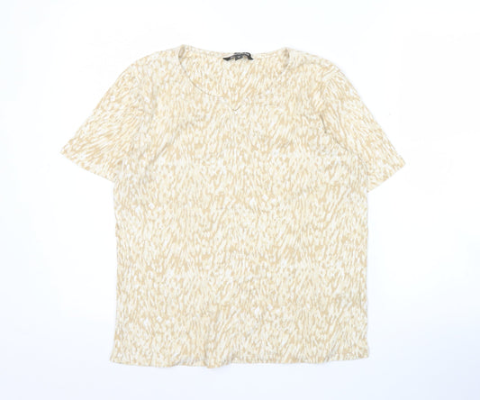Bonmarché Women’s Beige Animal Print Cotton T-Shirt Size 14