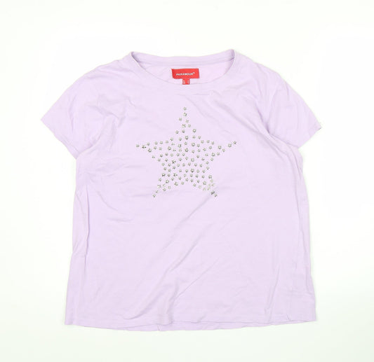 Paramour Womens Purple Size 12 Cotton Studded Star T-Shirt