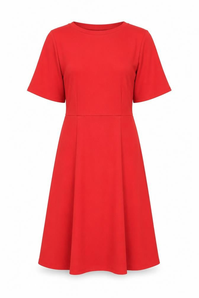 H&M Women’s Red Fit & Flare Dress Size 8 Short Sleeve Knee Length