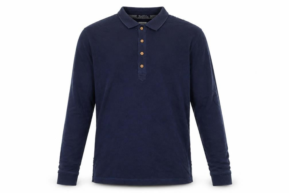 ESPRIT Men’s Blue Long Sleeve Polo Shirt Size M Cotton Classic Casual