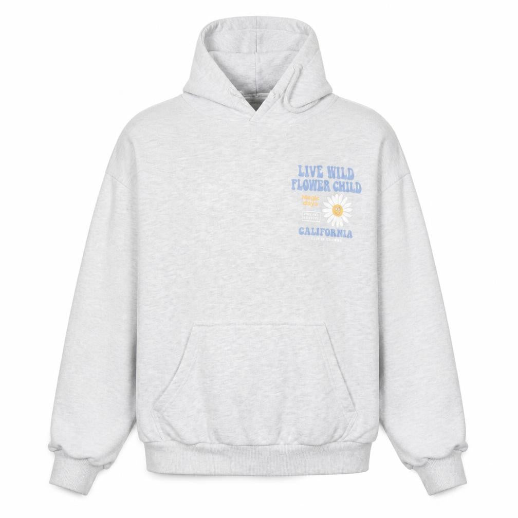 Pull&Bear Teens Grey Graphic Hoodie S California Flower Child