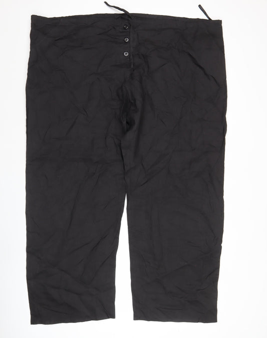 Mish Mash Women’s Black Wide-Leg Linen Blend Trousers Size 26