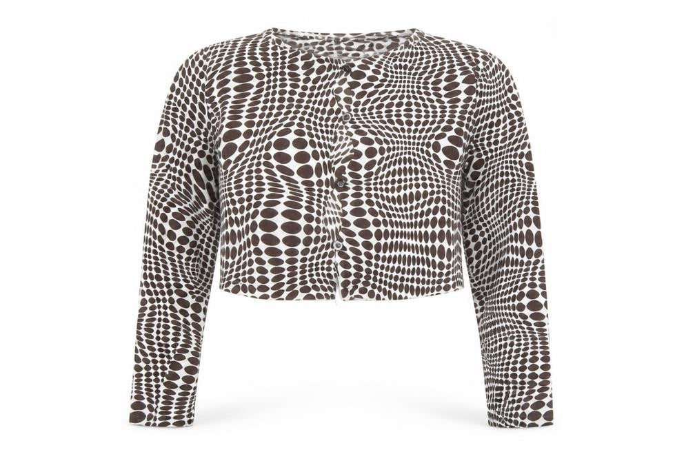Motel Rocks Womens Brown Geometric Cropped Button-Up Top Size L