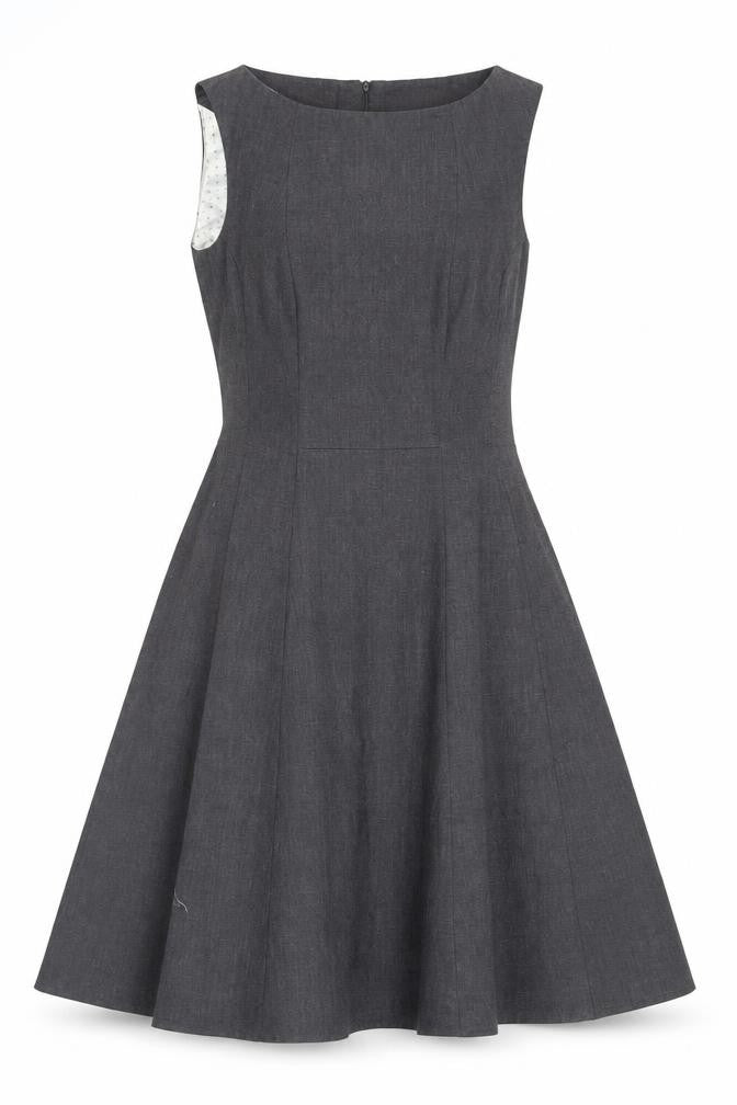 H&M Women’s Grey Fit & Flare Sleeveless Knee Length Dress Size 6