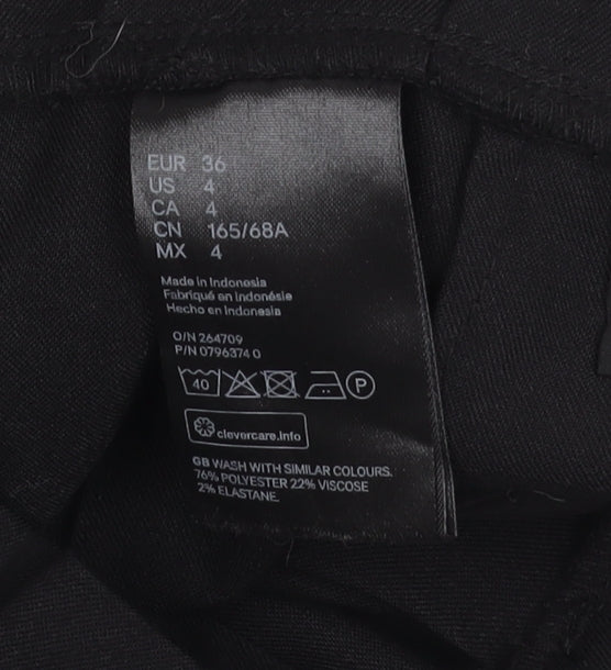 H&M Womens Black Size 8 Paperbag Belted Tapered Trousers