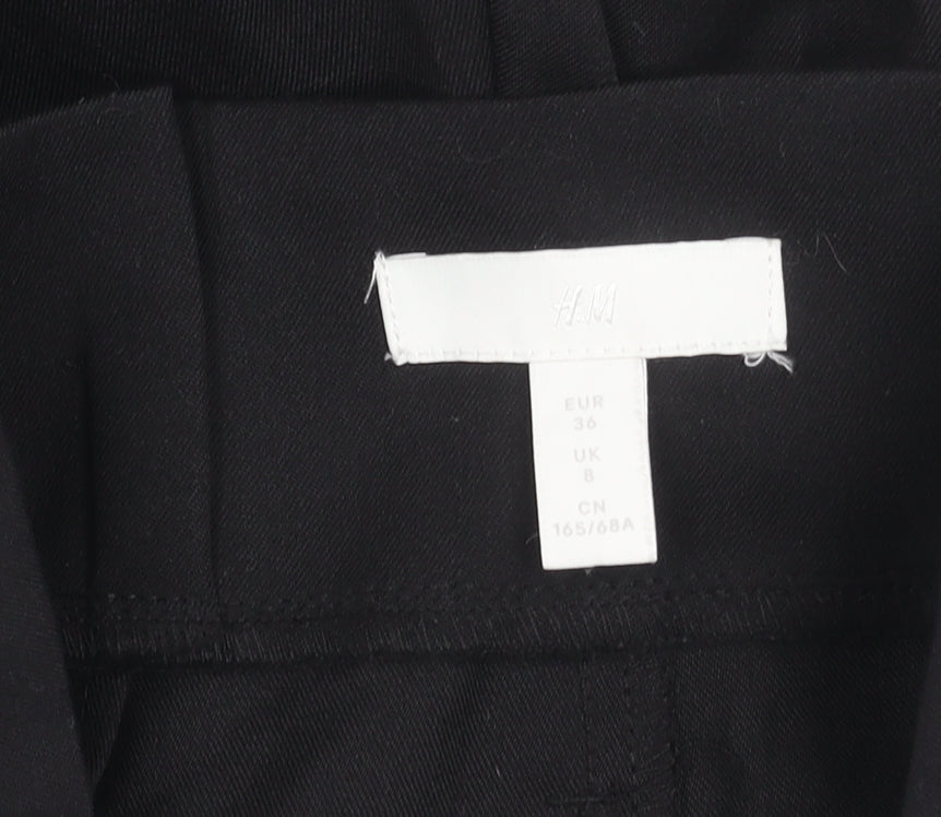H&M Womens Black Size 8 Paperbag Belted Tapered Trousers