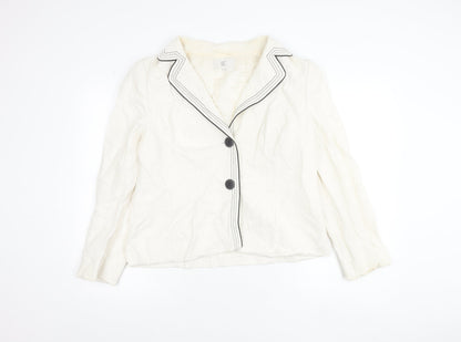 Country Casuals Women White Size 16 Linen Blend Tailored Suit Jacket