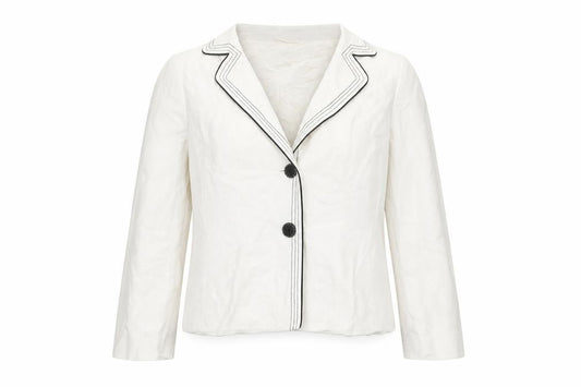 CC Women White Size 16 Linen Blend Tailored Suit Jacket