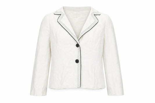 CC Women White Size 16 Linen Blend Tailored Suit Jacket